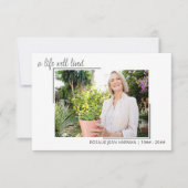 Een goed Leven Casual Manuscript Foto Funeral Bedankkaart (Voorkant)