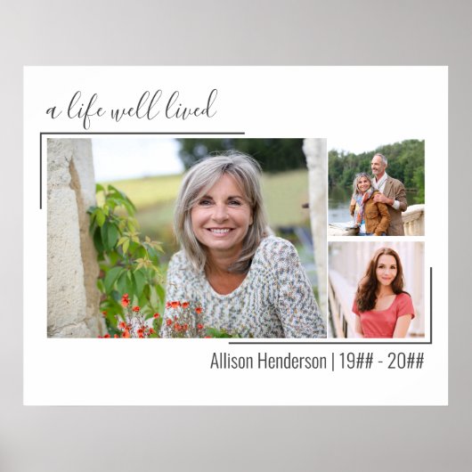 Een goed leven lang legant script 3 foto begrafeni poster (Voorkant)