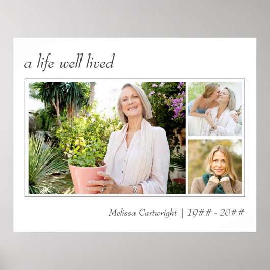 Een goed leven lang legant script 3 foto begrafeni poster (Voorkant)