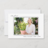 Een goed leven met drievoudig geborduurde fotobegr bedankkaart (Voorkant)