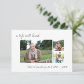 Een goed levend Casual script 3 foto begrafenis Bedankkaart (Staand voorkant)