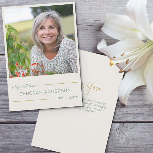 Een goed levend vierkant fotoneutraal begrafenis bedankkaart