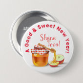 Een goed & lief nieuwjaar! Honing & Apple Shana To Ronde Button 7,6 Cm (Voorkant /achterkant)