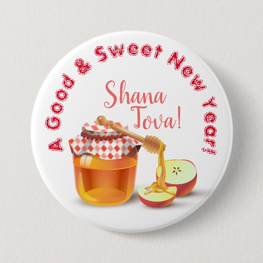 Een goed & lief nieuwjaar! Honing & Apple Shana To Ronde Button 7,6 Cm (Voorkant)