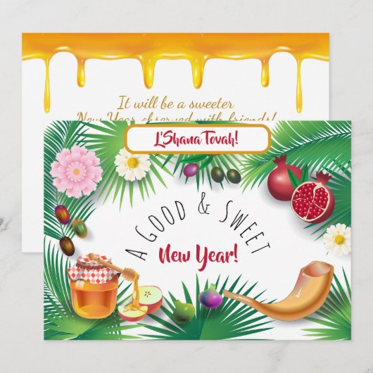 Een goed & lief nieuwjaar! Vakantie Rosh Hashanah Kaart (Voorkant / Achterkant)