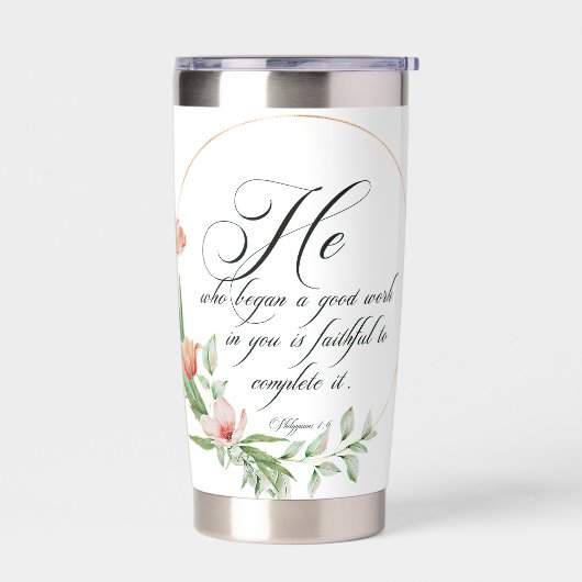 Een goed werk, Roze tulp lijst Geïsoleerde Drinkbeker (Links)