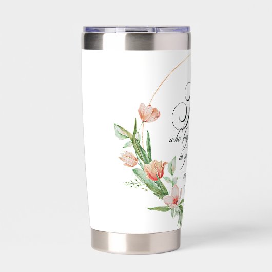 Een goed werk, Roze tulp lijst Geïsoleerde Drinkbeker (Voorkant)