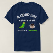 Een goede dag begint met bonte papegaai koffie t-shirt (Design voorkant)