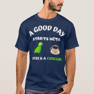 Een goede dag begint met bonte papegaai koffie t-shirt