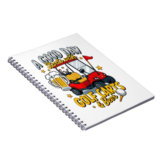 Een goede dag begint met golfkarretjes notitieboek (Rechterzijde)
