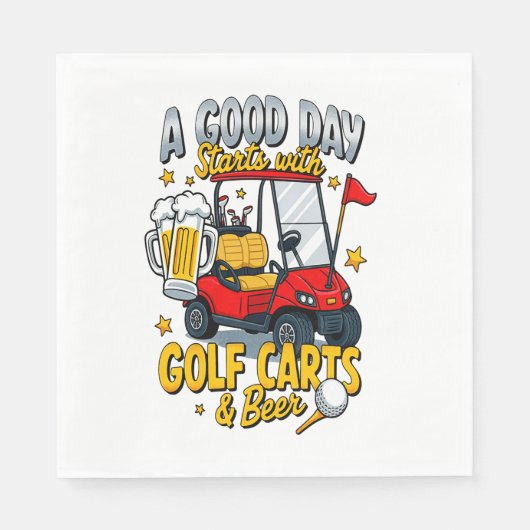 Een goede dag begint met golfkarretjes servet (Voorkant)