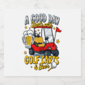 Een goede dag begint met golfkarretjes sparkling wijnetiket (Enkel label)