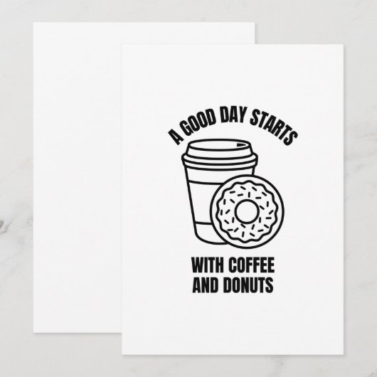 EEN GOEDE DAG BEGINT MET KOFFIE EN DONUT BEDANKKAART (Voorkant / Achterkant)