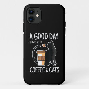 Een goede dag begint met koffie en katten Grappig Case-Mate iPhone Case