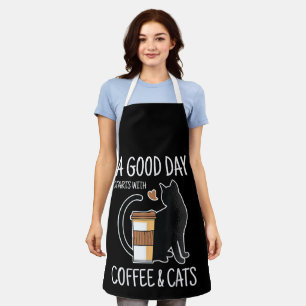Een goede dag begint met koffie en katten leuk gra schort