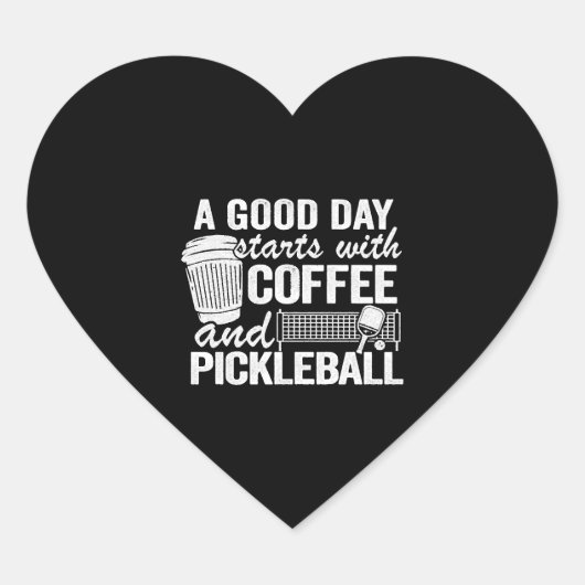 Een goede dag begint met koffie en pickleball hart sticker (Voorkant)