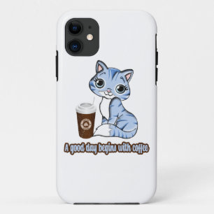 Een goede dag begint met koffie Katten en koffie Case-Mate iPhone Case