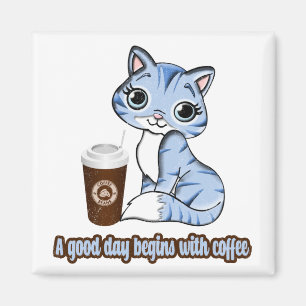Een goede dag begint met koffie Katten en koffie Magneet