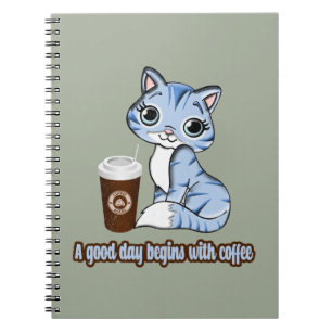 Een goede dag begint met koffie   Katten en koffie Notitieboek