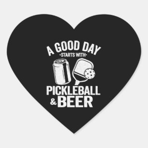 Een goede dag begint met Pickleball & Beer Grappig Hart Sticker