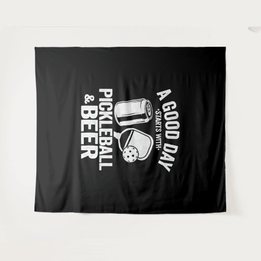 Een goede dag begint met Pickleball & Coffee Funny Wandkleed (Voorkant (horizontaal))