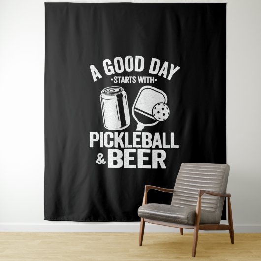 Een goede dag begint met Pickleball & Coffee Funny Wandkleed (In situ)