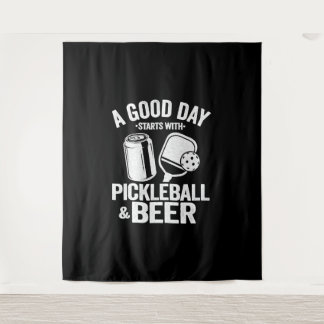 Een goede dag begint met Pickleball & Coffee Funny Wandkleed