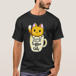 Een Goede Dag Met Koffie En Katten  Kat Koffie Lie T-shirt