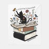 Een goede dag om een boek te lezen Cat Book Lover Fleece Deken (Voorkant)