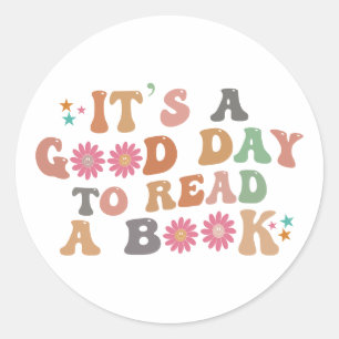 Een goede dag om een boek te lezen Retro Groovy Ronde Sticker