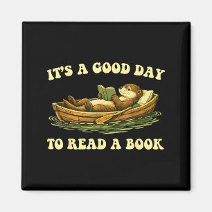 Een goede dag om een boek te lezen zeeotter leest magneet
