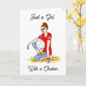 Een goede dag wensen | Hand Drawn Chicken and Lady Kaart (Gele Bloem)