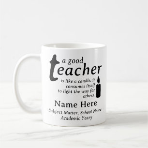Een goede leraar is als een kaars Gepersonaliseerd Koffiemok