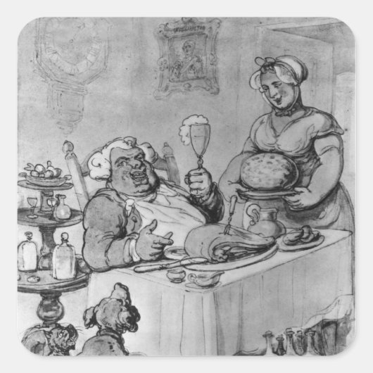 Een goede maaltijd, vierkante sticker (Voorkant)