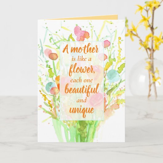 Een goede Moederdag die positieve woorden aanmoedi Kaart (Gele Bloem)