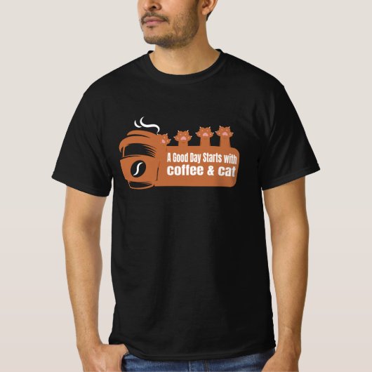 Een goede ochtend begint met koffie en kat T-shirt (Voorkant)