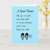 Een goede vriend een grappig denken van je gedicht kaart (Gele Bloem)
