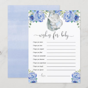 Een goede wens voor een jonge blauwe olifant met e kaart