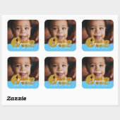 EÉN | Gold Shimmer | Foto van eerste verjaardag Vierkante Sticker (Vel)