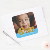 EÉN | Gold Shimmer | Foto van eerste verjaardag Vierkante Sticker (Envelop)