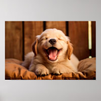 Een Golden Retriever Puppy in Mid-Yawn AI gegenere