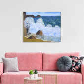 Een golf die op het strand breekt canvas afdruk (Insitu (Woonkamer))
