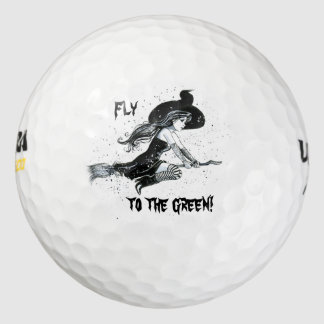 Een golfbal met een heks erop golfballen