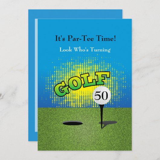 Een Golfer 🏌️  00th Birthday Party Invitation Kaart (Voorkant / Achterkant)
