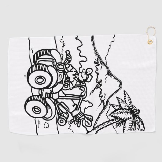 Een golfer die golf speelt met zijn vier wieler golfhanddoek (Horizontaal)