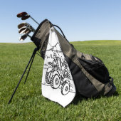 Een golfer die golf speelt met zijn vier wieler golfhanddoek (Groen)