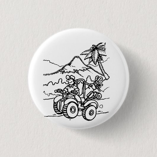 Een golfer die golf speelt met zijn vier wieler ronde button 3,2 cm (Voorkant)