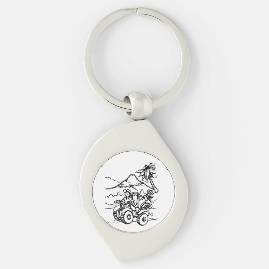 Een golfer die golf speelt met zijn vier wieler sleutelhanger (Voorkant)