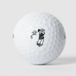 Een Golfer in b-w Golfballen