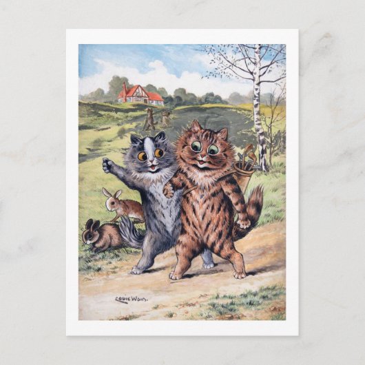 Een Golfwedstrijd, Louis Wain Briefkaart (Voorkant)